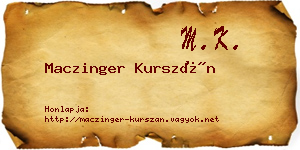 Maczinger Kurszán névjegykártya